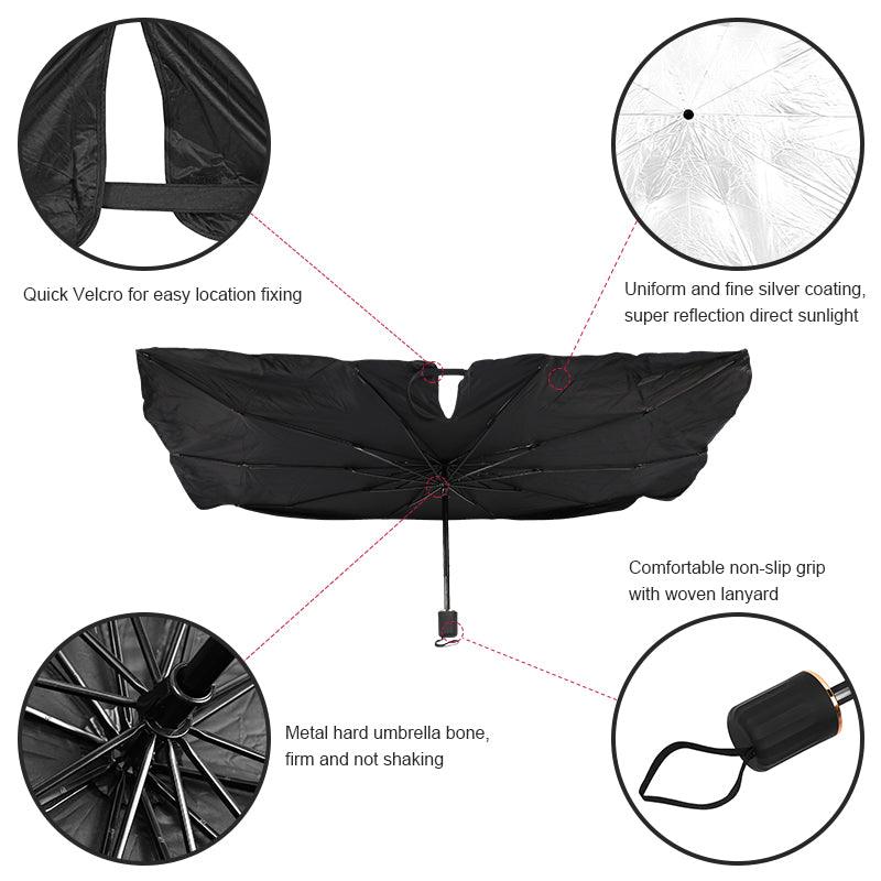 Foldable Umbrella Car Front Windshield Sunshade – For Tesla Model S/3/X/Y (2012-2024)