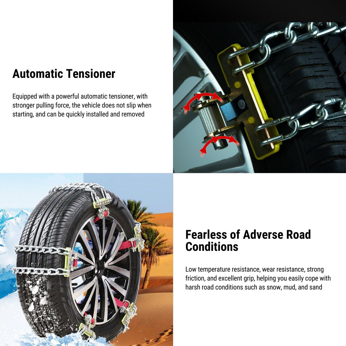 Adjustable Steel Snow Chains for Enhanced Traction – Universal Fit for All Cars