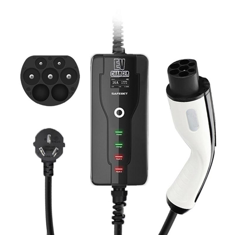 Portable Charger 16A/32A Adjustable Mode 2 Level 2 Waterproof EV Charger – For Tesla Model S/3/X/Y (2012-2024)