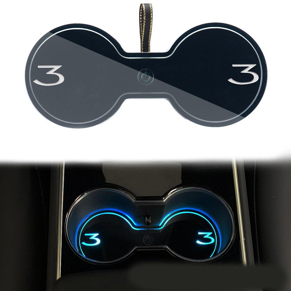 Dual LED Cupholder Logo Light - For Tesla Model 3 (Highland)/Y (2017-2024)