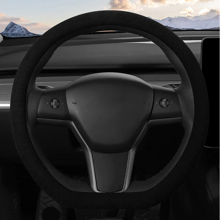 Alcantara Ultra Thin Sweat Absorbing Steering Wheel Cover – For Tesla Model 3/Y (2017-2024)