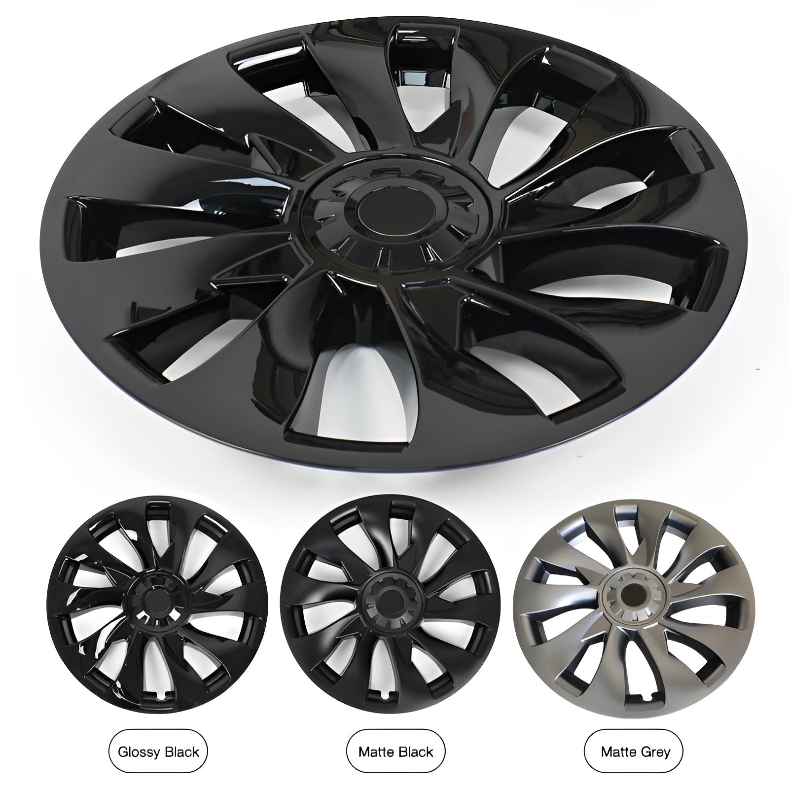 Performance Style Wheel Hubcaps 18" Uberturbine Style (4 Pcs) – For Tesla Model 3