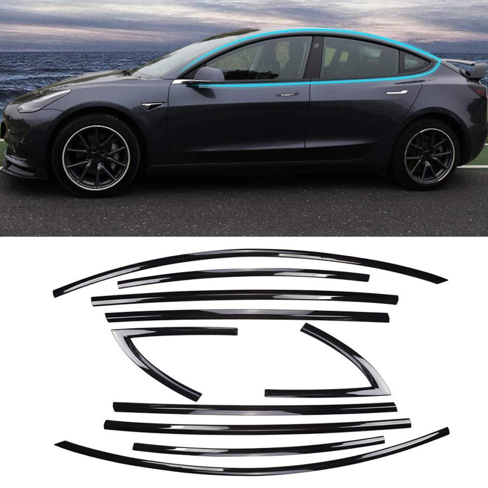 Tesla Model 3/Y Chrome Delete Kit, Windows Glossy Matte Black Cover Kit (10 Pcs) (2017-2023)