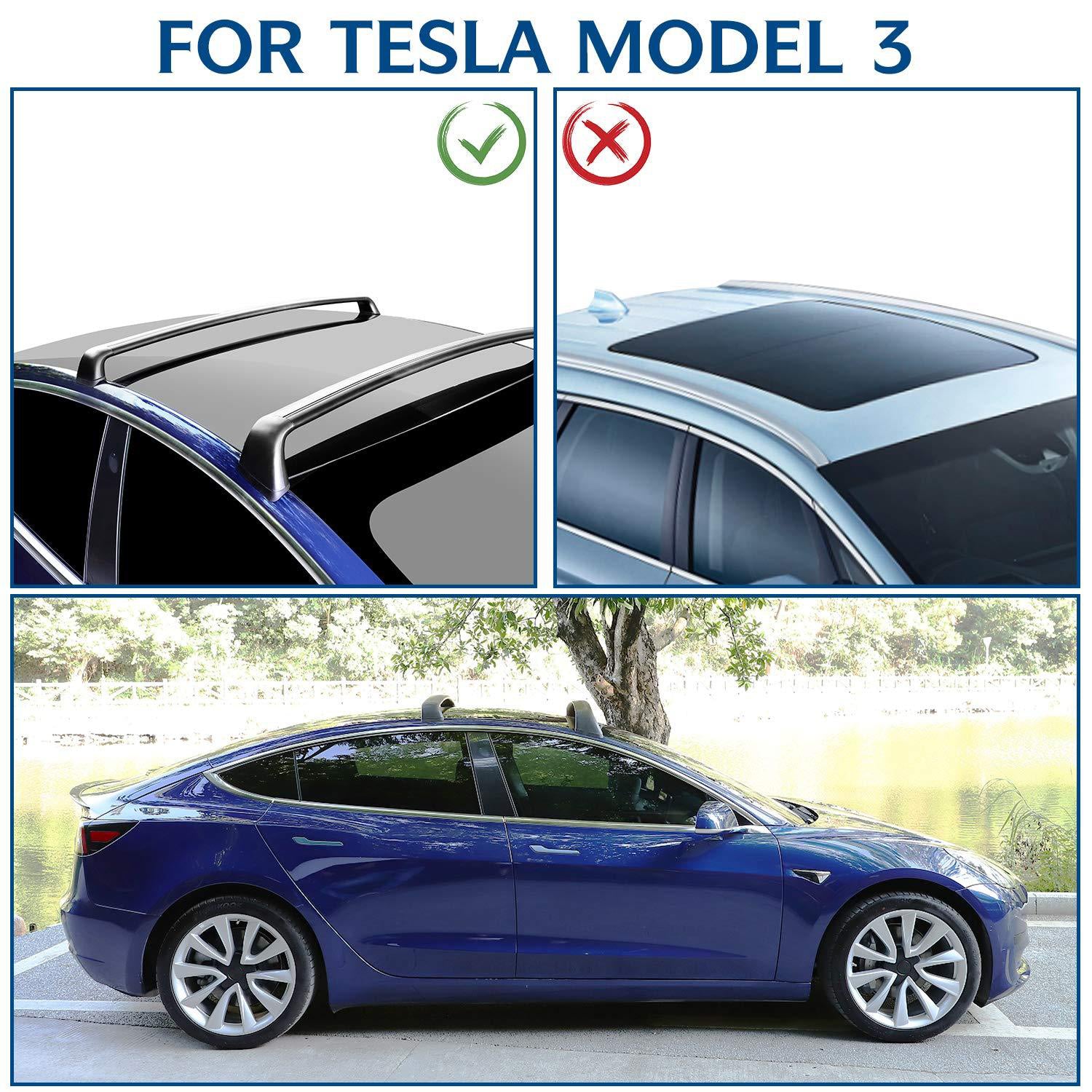 Tesla Model 3 & Model Y Aluminum Roof Rack Cargo Cross Bars (Set of 2) (2017-2023)